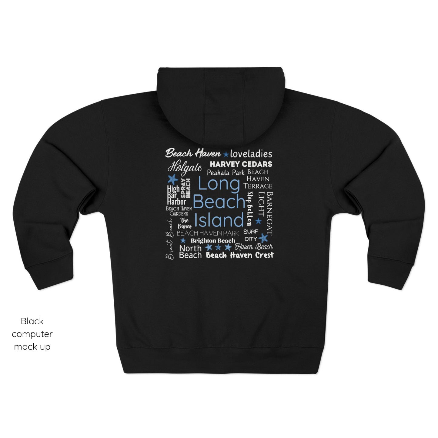 North to South Full Zip Hoodie, Long Beach Island