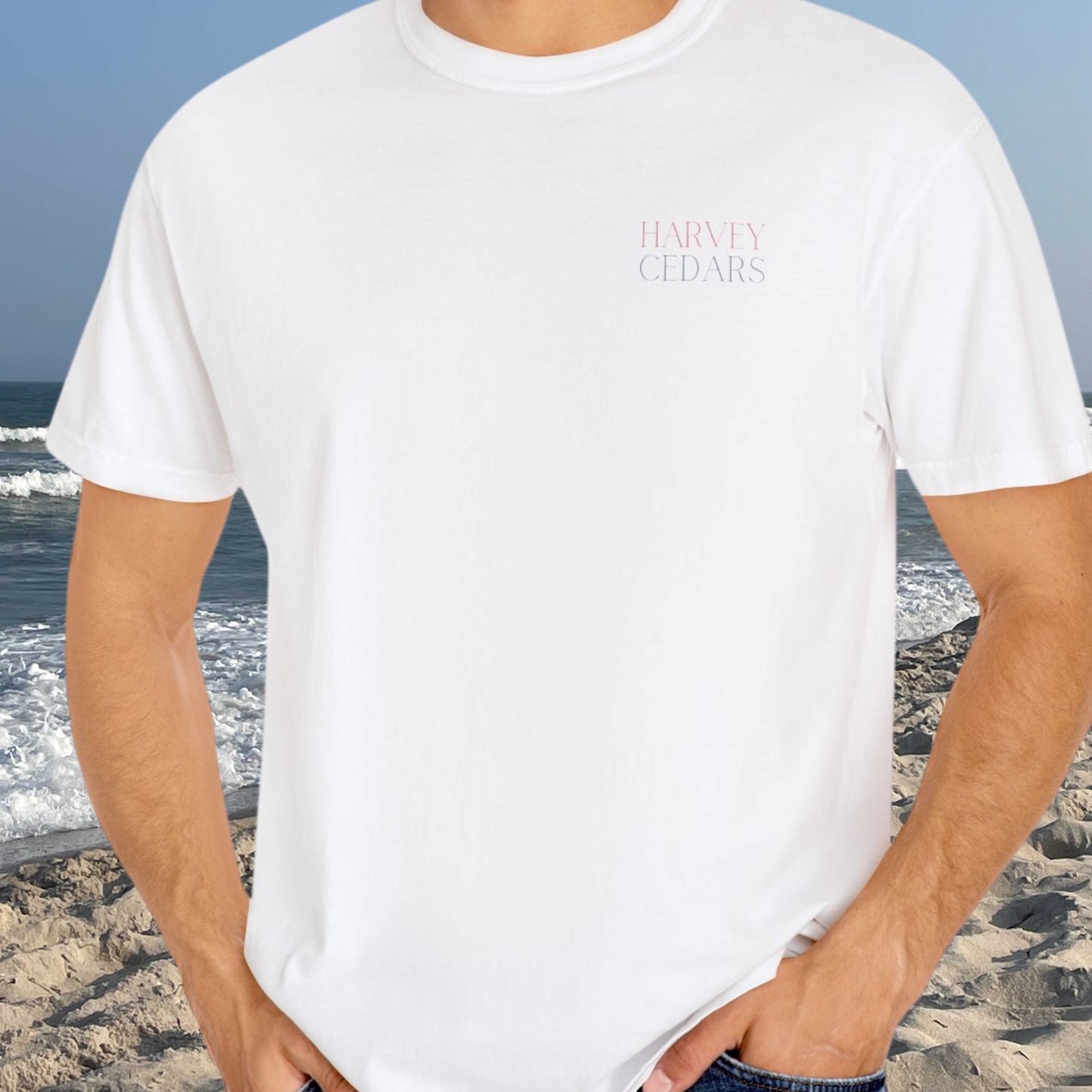 Patriotic Comfort Colors tee, Harvey Cedars