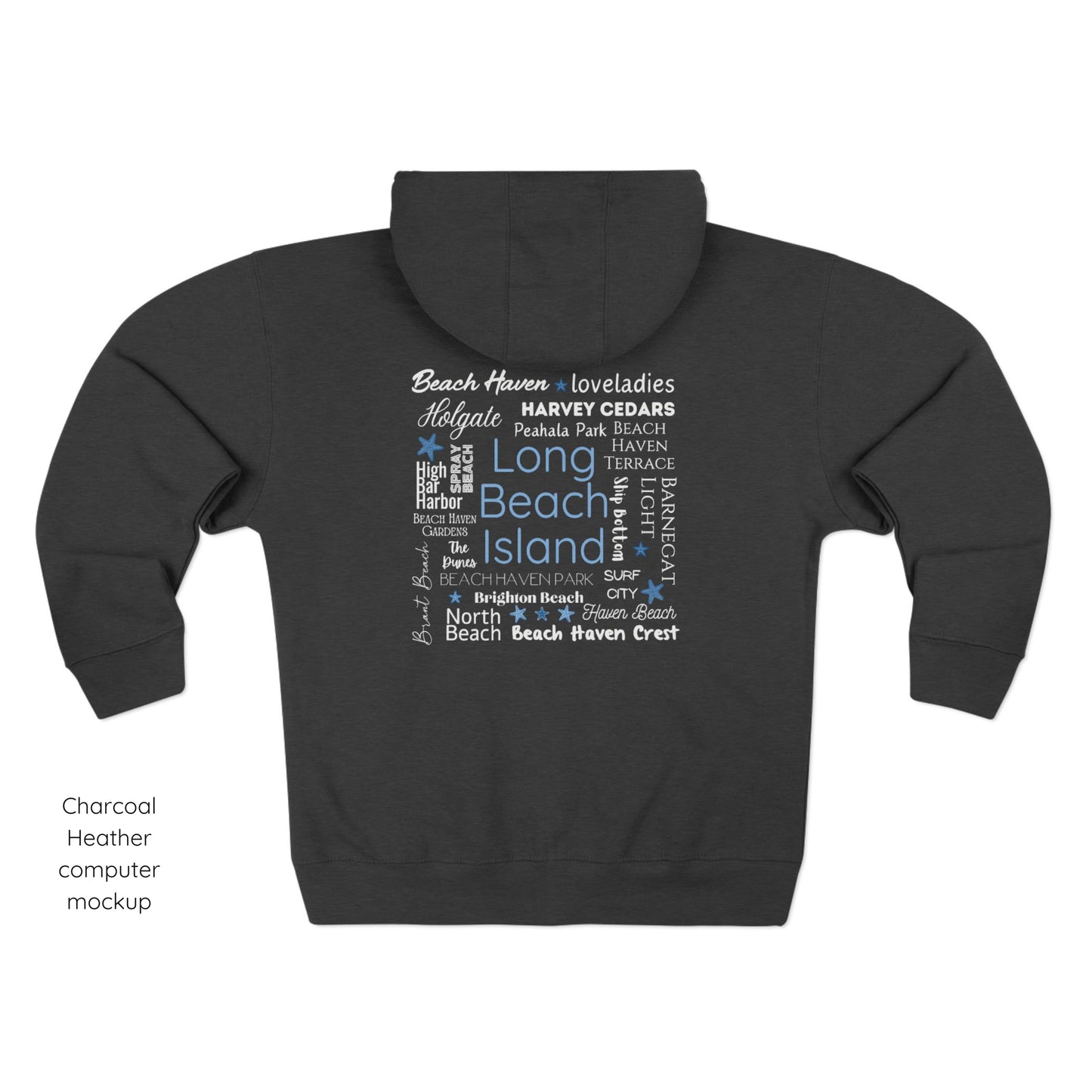 North to South Full Zip Hoodie, Long Beach Island