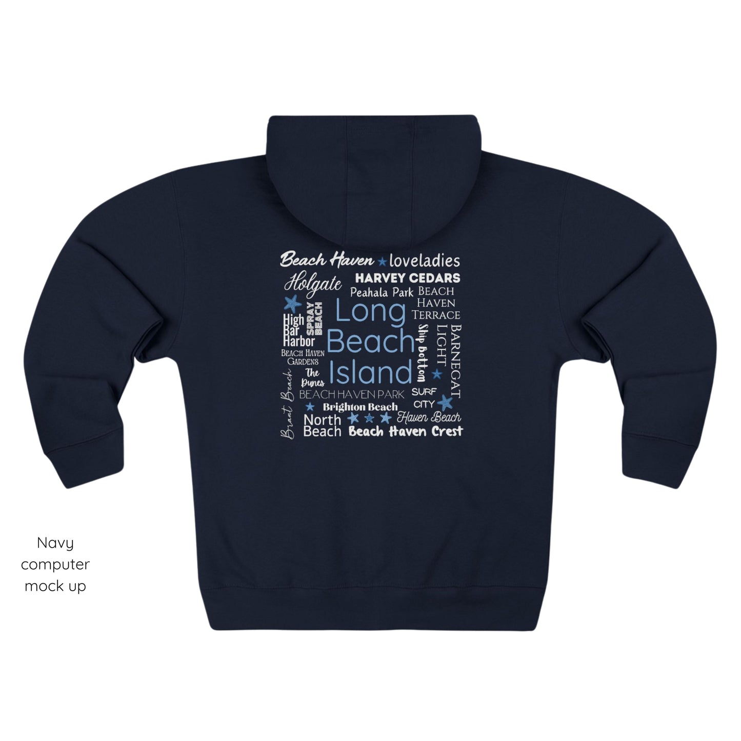 North to South Full Zip Hoodie, Long Beach Island