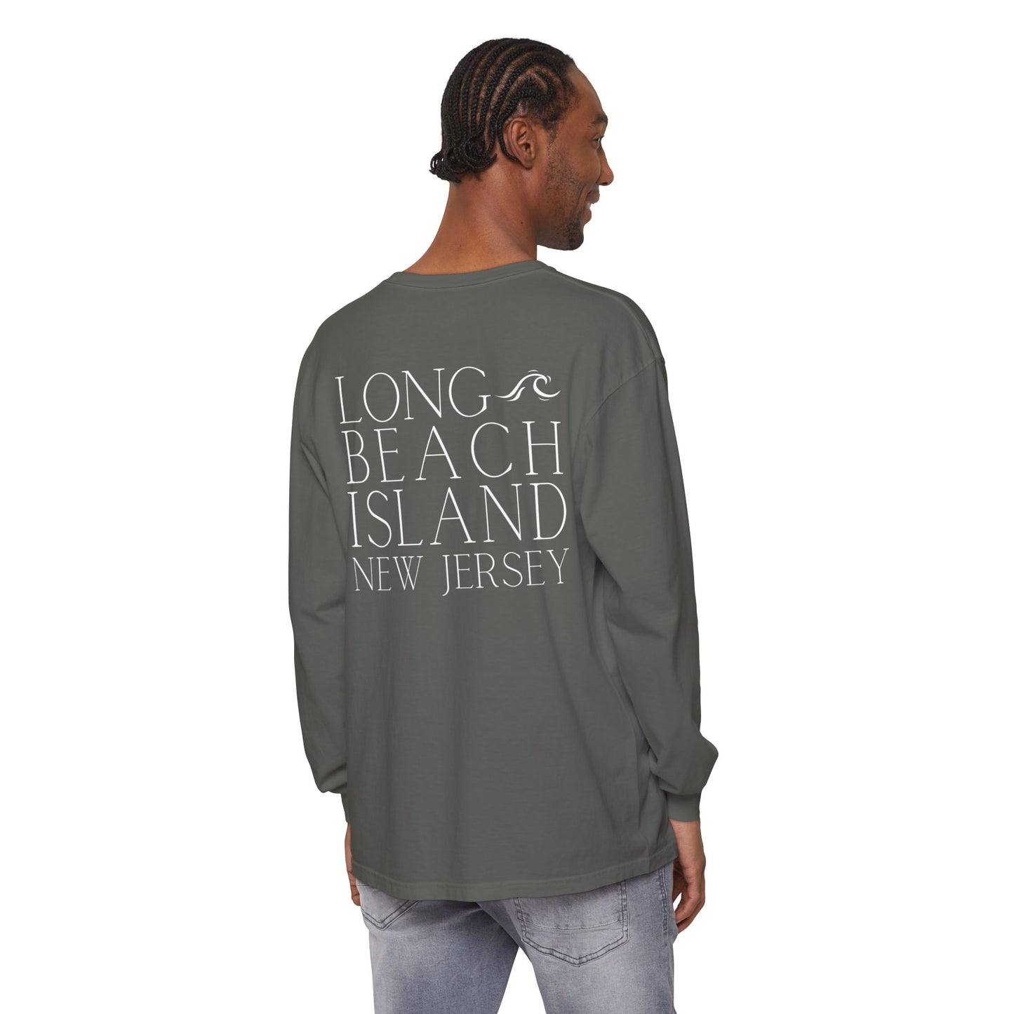 Waves Comfort Colors Long Sleeve Tee, Long Beach Island