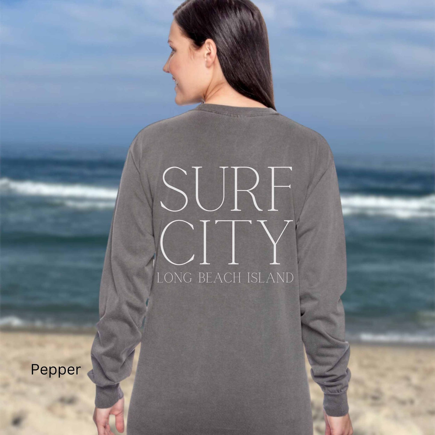 Waves Comfort Colors Long Sleeve Tee, Surf City