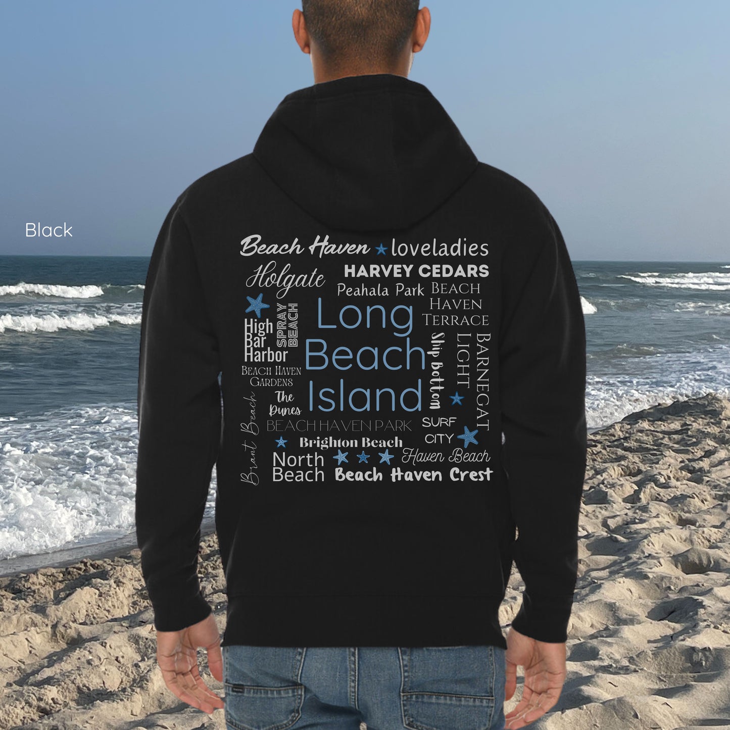North to South Full Zip Hoodie, Long Beach Island