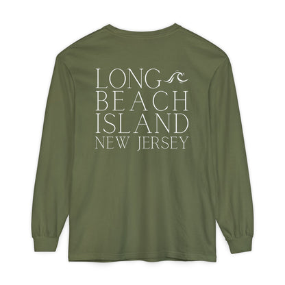 Waves Comfort Colors Long Sleeve Tee, Long Beach Island