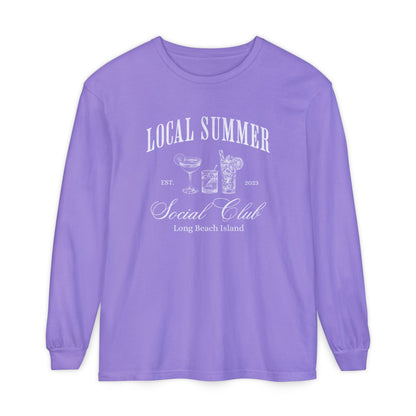 Local Summer Social Club, Cheers, Long Sleeve Comfort Color Tee