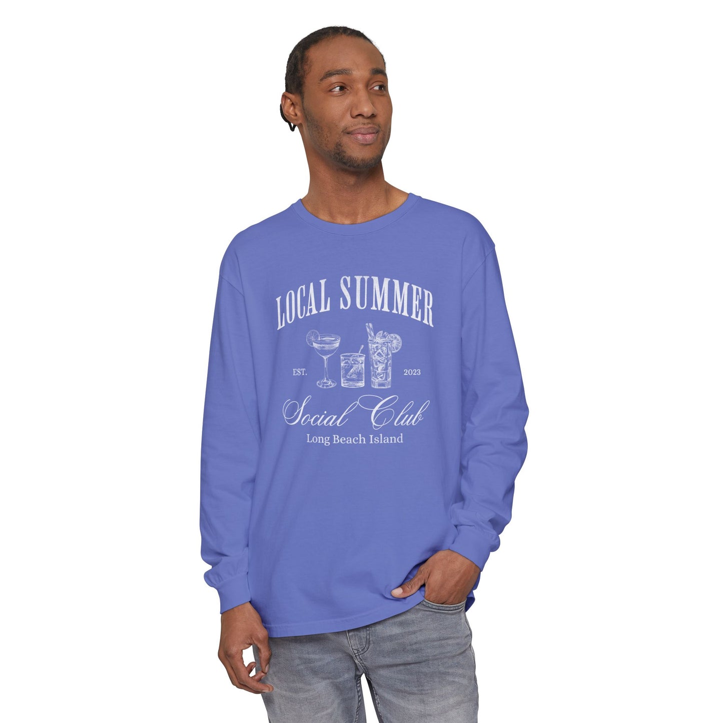 Local Summer Social Club, Cheers, Long Sleeve Comfort Color Tee