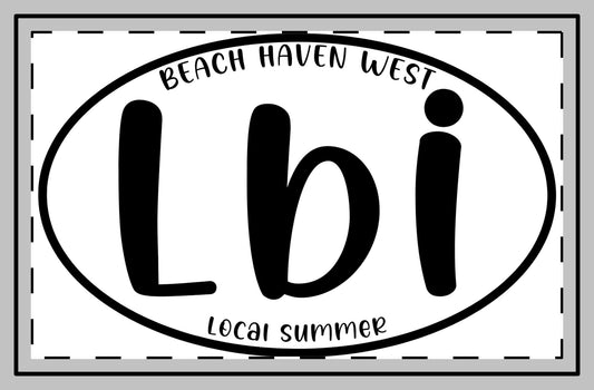 LBI, Beach Haven West Oval Magnet white 5.5x3.5