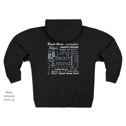 North to South Full Zip Hoodie, Long Beach Island