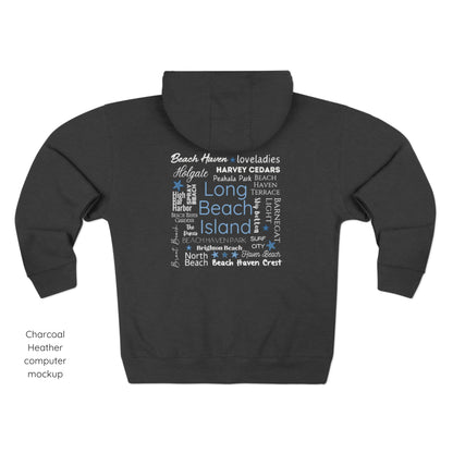 North to South Full Zip Hoodie, Long Beach Island