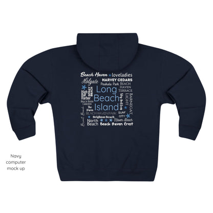 North to South Full Zip Hoodie, Long Beach Island
