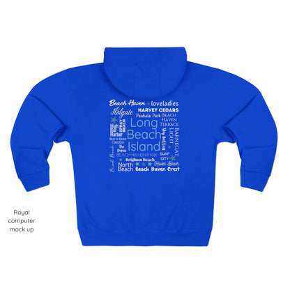 North to South Full Zip Hoodie, Long Beach Island